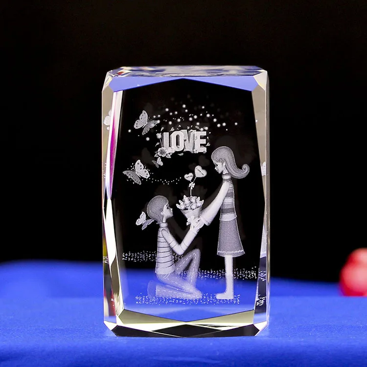

Make a Proposal LOVE Transparent Crystal 3D Carved Crafts Glass Ornaments Figurines Wedding Party Gifts Home Decor