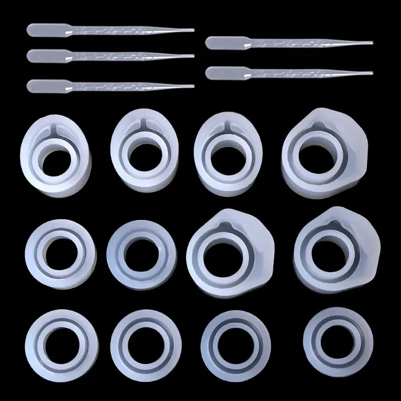 

1 Set Epoxy Resin Kit Silicone Mold Ring Molds 3 Sizes Dropper DIY Jewelry Rings 16/16.6/17mm Handmade Gifts Accessories R9JE