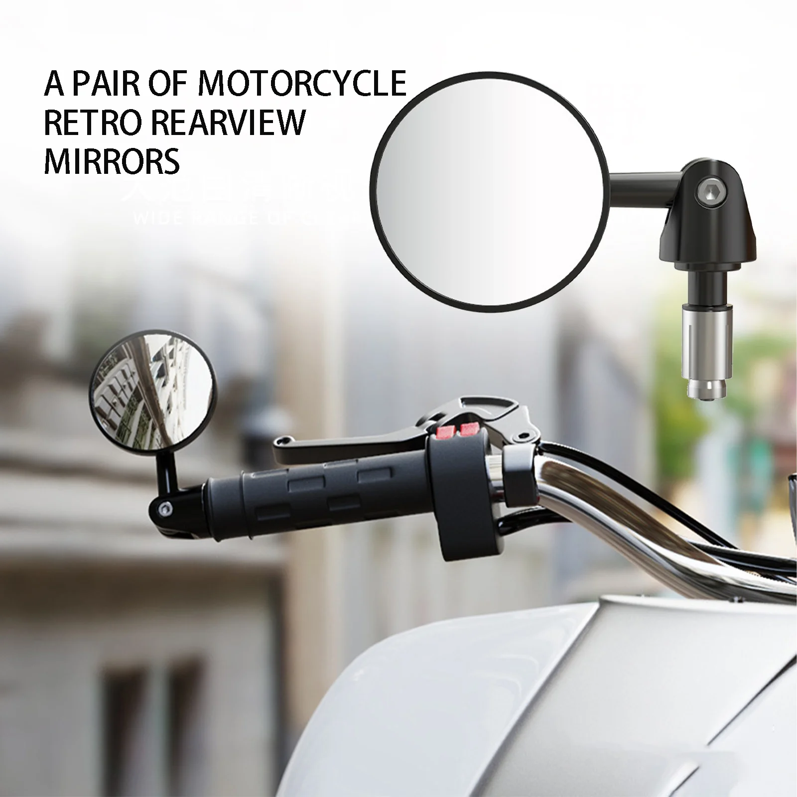 

Universal 2Pcs/Pair Motorcycle Rearview Mirrors Round Handle Bar End Foldable Motorbike Side Mirror For Suzuki Yamaha Honda