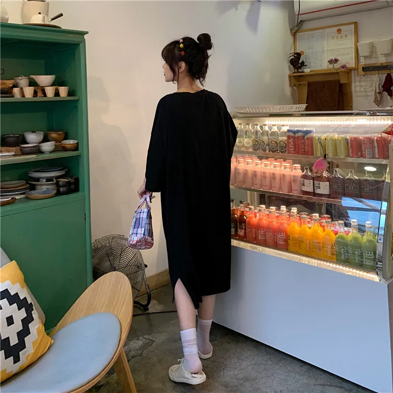 Летний хлопковый Длинный топ 2020 Женские повседневные рубашки с круглым вырезом и