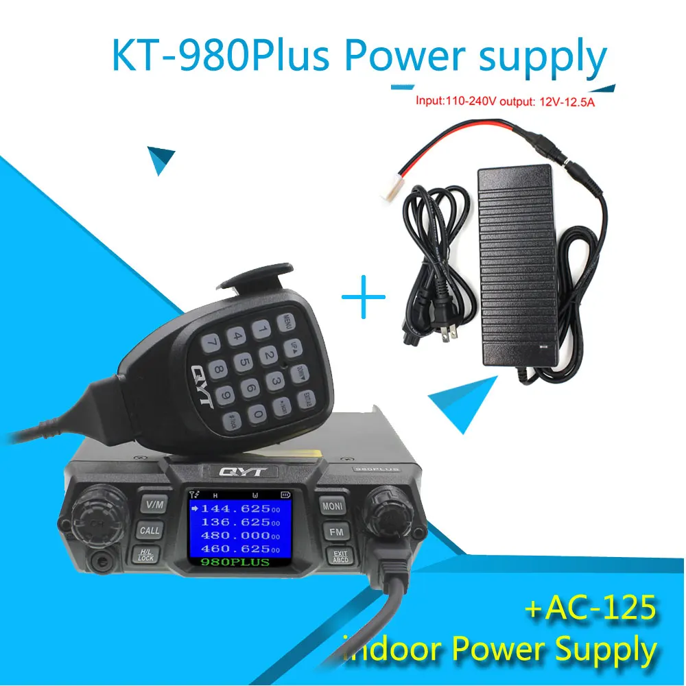 KT-980plus-AC125 QYT KT-980 PLUS мощный 75 Вт VHF/55 Вт UHF двухдиапазонный четырехдиапазонный резервный KT-980Plus DTMF Функция Мобильная рация - Цвет: KT-980plus-AC125