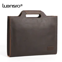 real crazy horse leather briefcase men vintage handbag male messenger bags portfolio laptop shoulder bag men office work bag