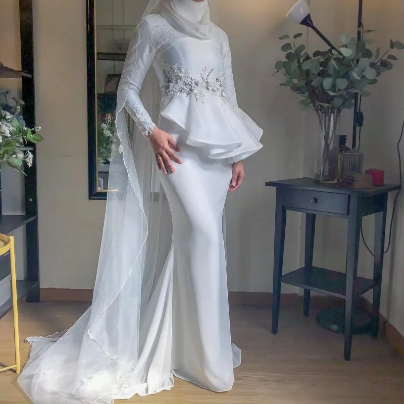 

Prom Muslim Evening Mermaid Dresses 2022 Long Woman Party Night Elegant Plus Size Arabic Formal Dress Gown