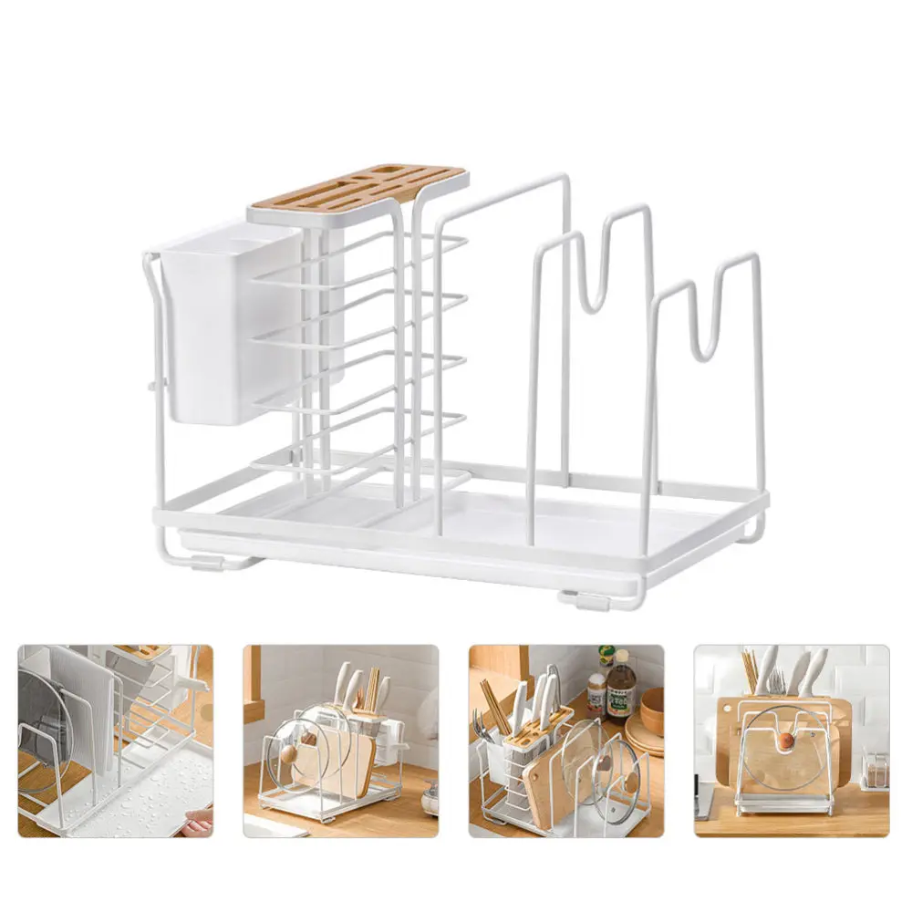 

1pc Multifunctional Kitchenware Shelf Kitchen Drain Rack Storage Shelf (White)