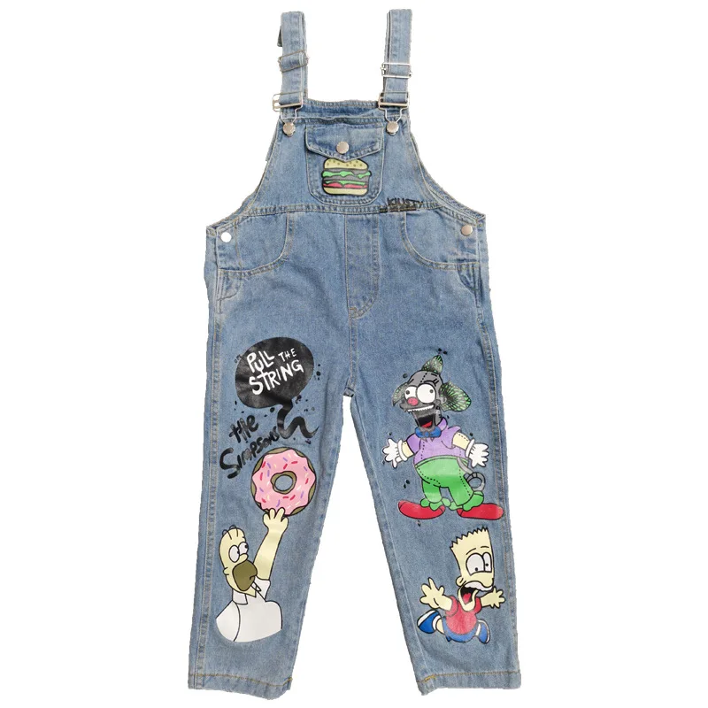 Комбинезон джинсовый для девочек подростков свободный школьный комбинезон с