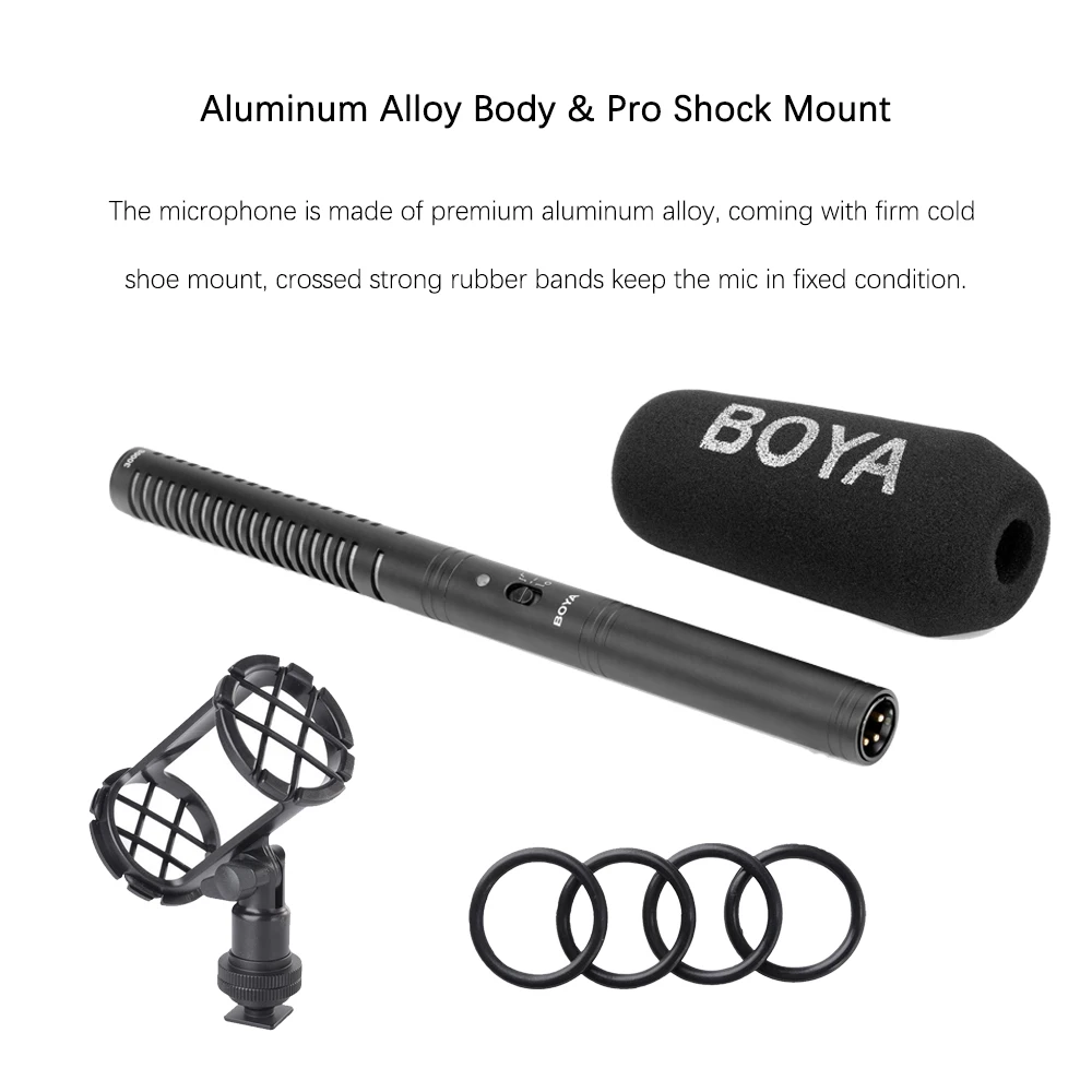 

BOYA BY-PVM3000 Professional Shotgun Microphone Supercardioid Directional Low Cut Filter 3-pin XLR Output for ENG Film DSLR Mic