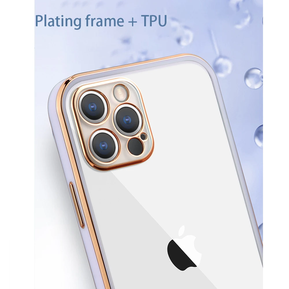 

Luxury Gold Plated Electroplated Case For iPhone 11 Pro Max 8 Plus 7 XR XS X Silicone Lens Protection 12 Pro Max SE 2020 Cover