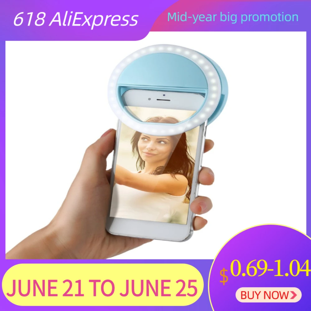 Универсальная портативная селфи лампа с ЖК вспышкой для iPhone 8 7 6 Plus Samsung (36