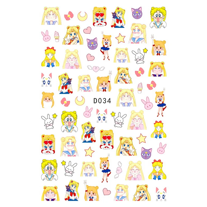 

10PCS Cartoon Image Squirrel Nail Art Sticker Designer Nail Art Supplies Decorative Decal Moon Girl Nail Slider