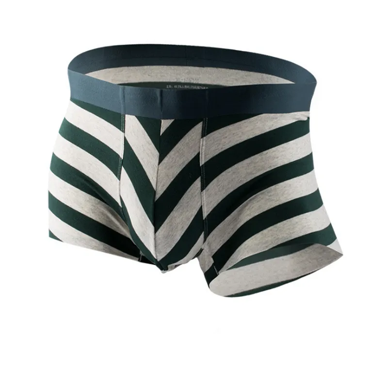 

Natural Skin-Friendly Underwear Mens Fashion Striped Underpants Soft And Smooth Panties Seamless Waist-Belts Boxer Shorts