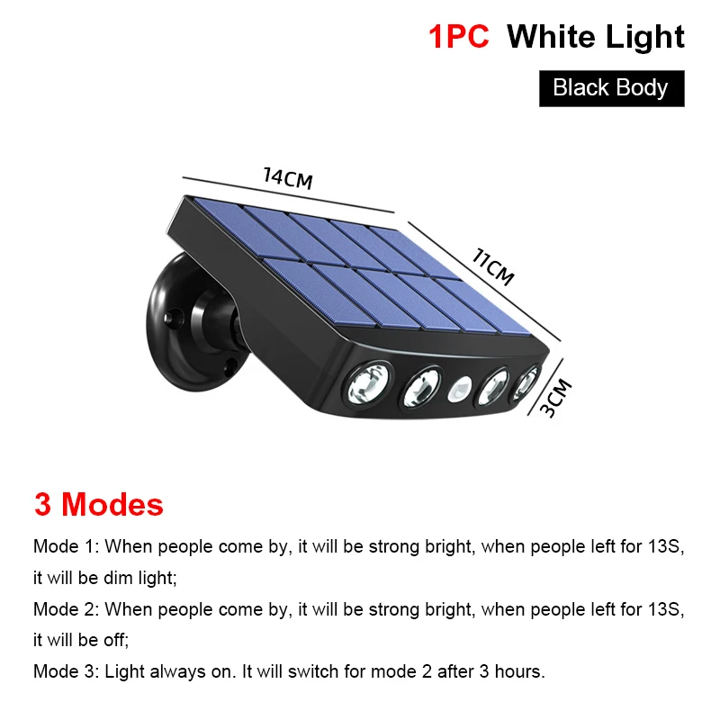 

1PC/2PCS 360Rotation LED Solar Light Motion Sensor Outdoor Waterproof Spotlight 3 Modes Eco-friendly Solar Security Lights