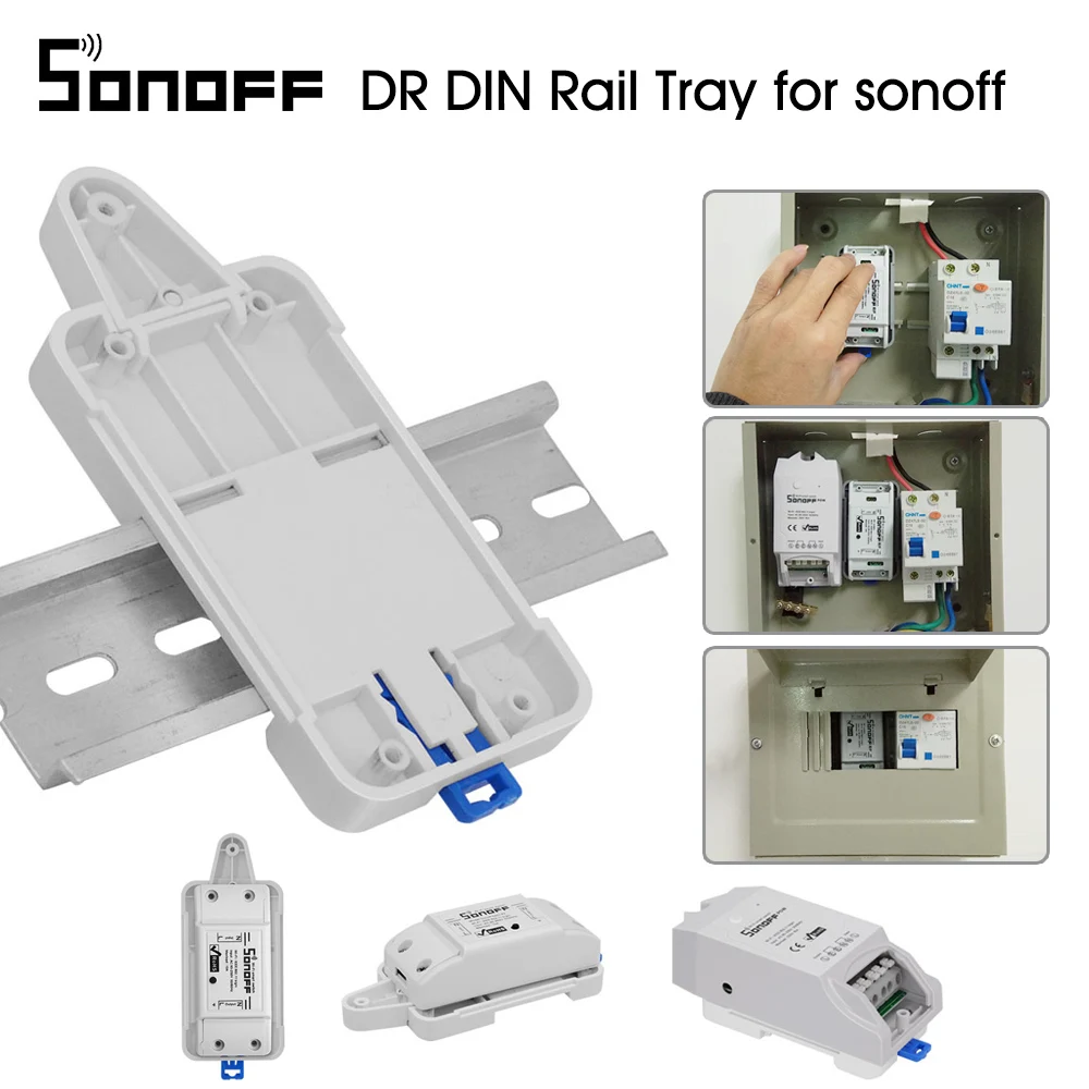 Sonoff DIN Rail Tray Mounted Case Holder For Wifi Remote Control Switch Basic RF Pow TH10 TH16 Dual Smart | Электроника