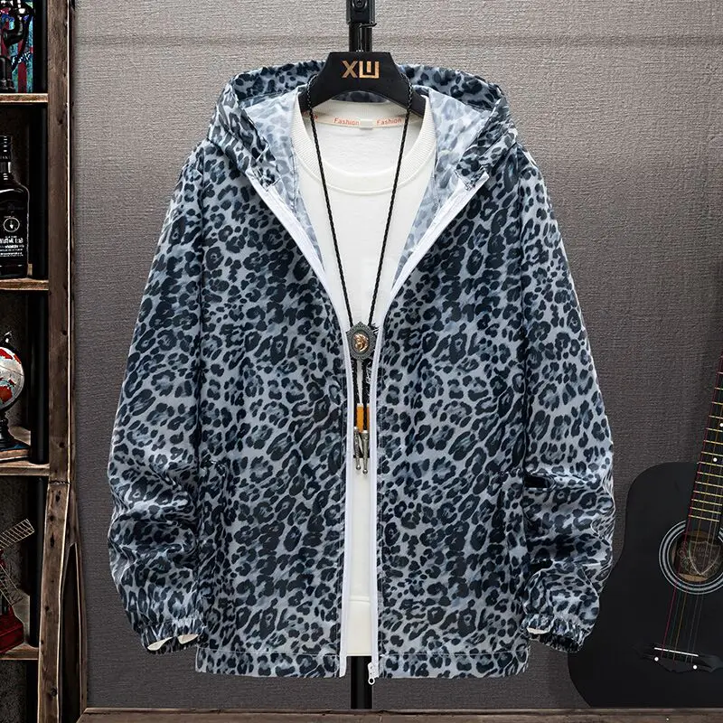 

Summer New Korean Hooded Couple Jacket Women's Light Breathable Skin Clothes Group Construction Leopard Sunscreen Clothes Men