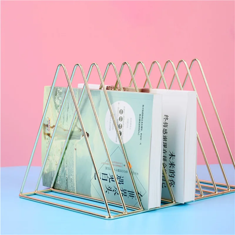 Nordic creative simple modern wrought iron small bookshelf magazine rack desktop storage table decoration | Дом и сад