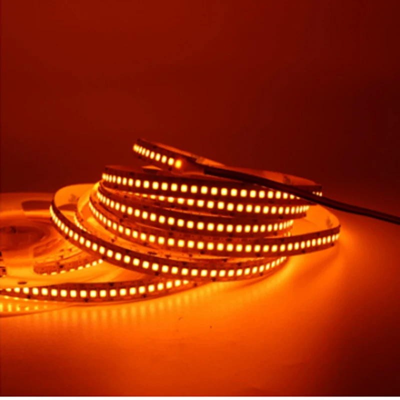 

led strip light True Orange no Amber Yellow waterproof 3528 SMD 60led/120led/240LED/m DC12V Counter display tape lamp Car Light