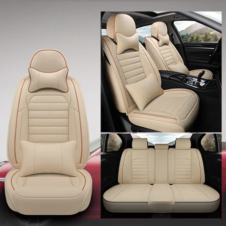 Кожа авто чехлы на сиденья для peugeot 206 3008 2008 307 507 508 кіа cerato Chevrolet Orlando mitsubishi lancer автокресла - Название цвета: Beige Luxury
