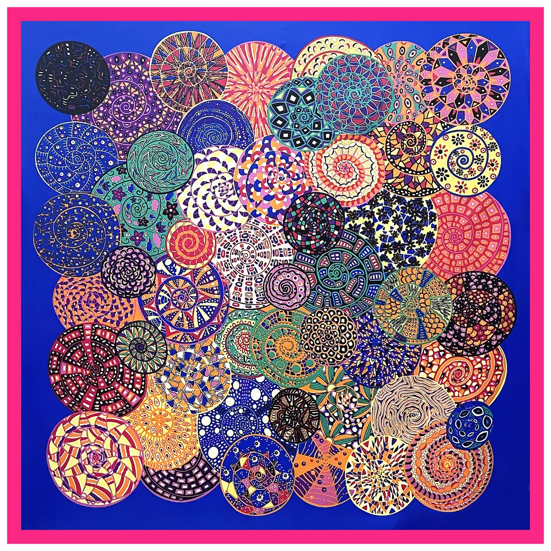 

130CM Big Shawl Beach Luxury Brand Scarf Women Geometric Circle Twill Satin Scarf Silk 100% Women's Bandanna Square Scarf S65