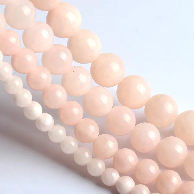 Натуральный камень светло-розовые бусины из нефрита Круглые свободные для