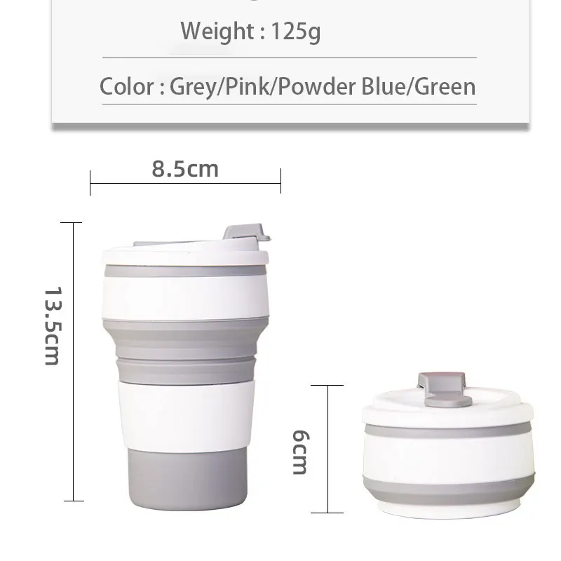 

Visual Touch Folding Silicone Cup Mugs Portable Travel Silicone Telescopic Drinking Collapsible Silica Coffee Cup With Lids