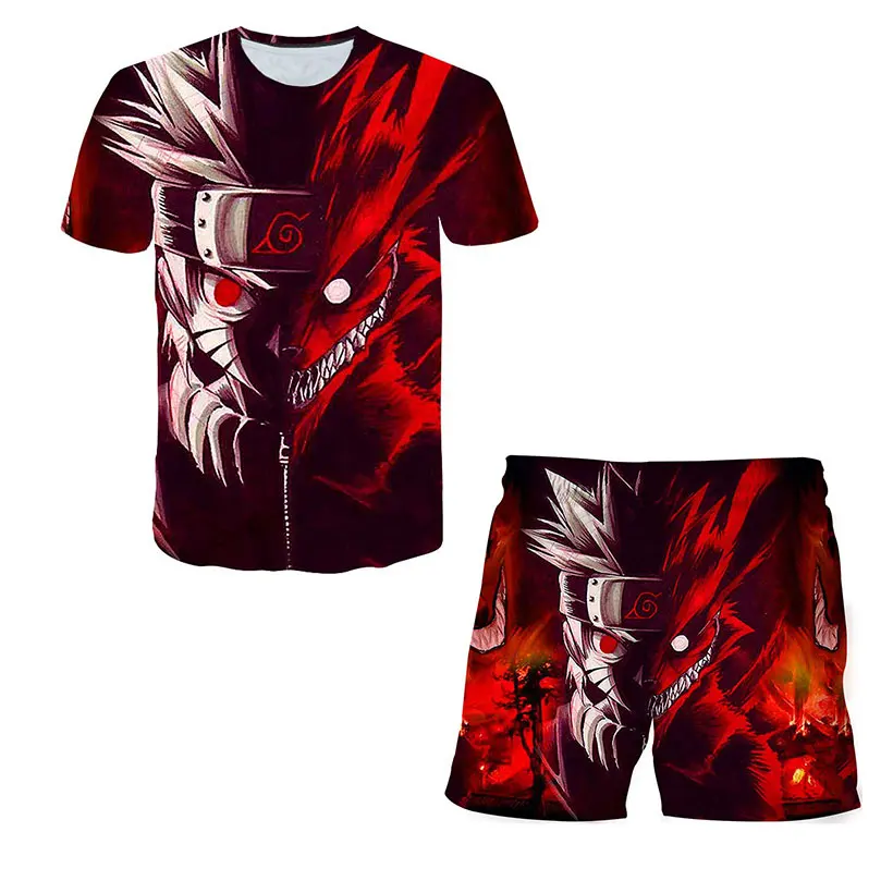 

3D Printed New Fashion Nruto Suit Summer Short Sleeve+Shorts Japan Anime Tees For Baby Boys Kids Casual Cartoon Tops Girls Suts