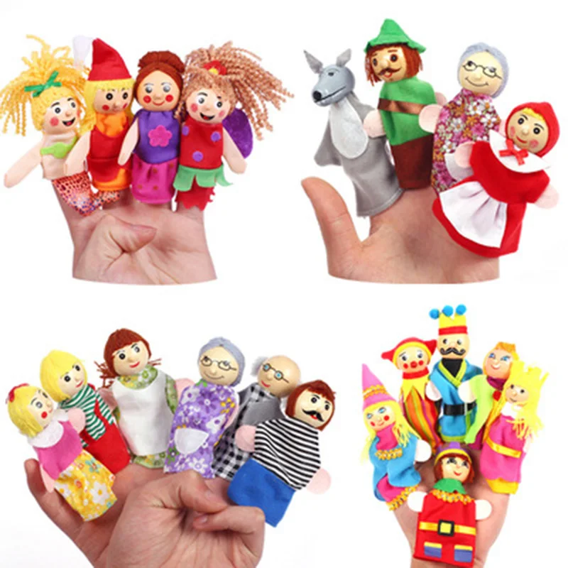 

Baby Tell Story Finger Puppets Three Pigs Mermaid Castle Princess Cartoon Theater Role Play Educational Toys Game Children Gifts