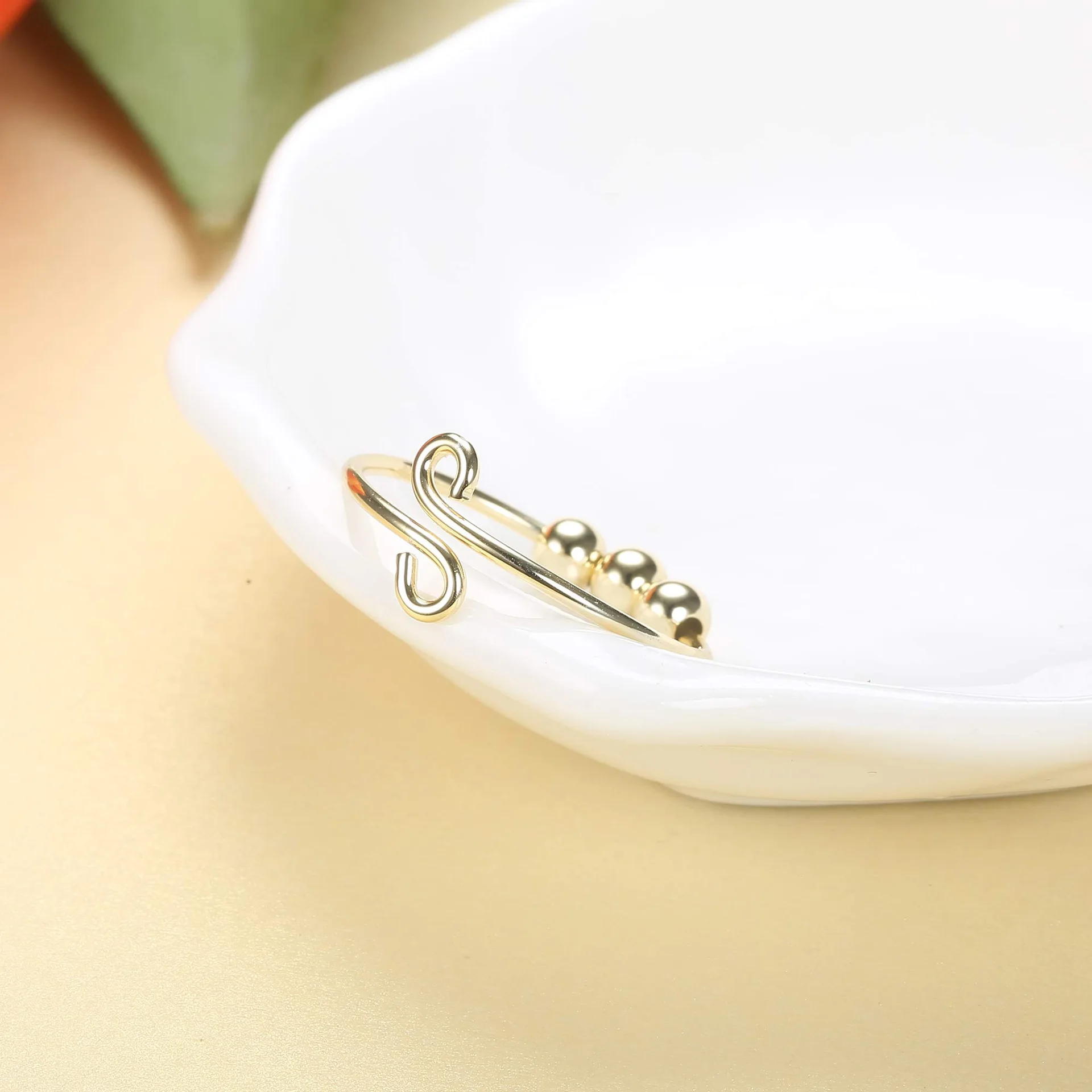 

New Products Selling Personality Anxiety Ring Beads Ring Rotatable Jewelry Relieve Stress Gifts