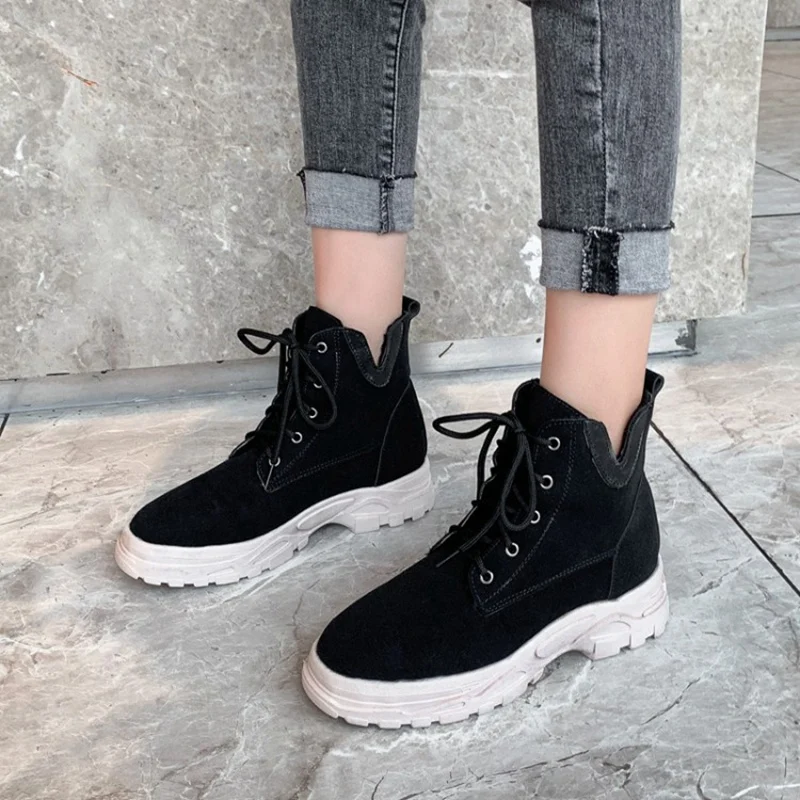 

Taoffen New Fashion Ankle Boots For Women Round Toe Thick Bottom Boots Solid Color Outdoor Casual Shoes Size 29-43