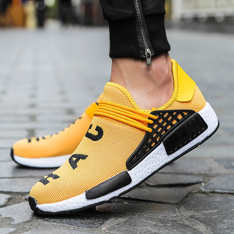 

Yellow Human Race Sneakers Men Women Casual Shoes Unisex Fashion Breathable Outdoor Light Trainer Walking Shoes Tenis Masculino