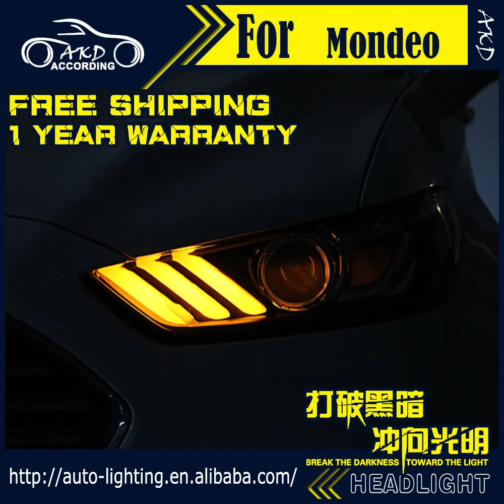 AKD автомобильный стайлинг фары в сборе для Ford Mondeo 2013-2016 Fusion LED DRL H7 D2H HID опция