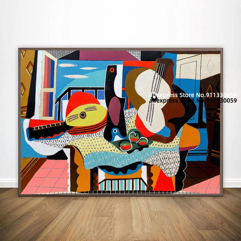 Пабло Пикассо мандолин н гитара Холст плакат картина настенные художественные