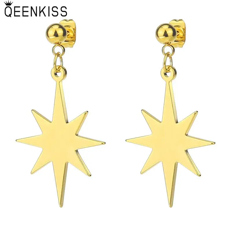 

QEENKISS EG8161 2021 ювелирные изделия оптом модные женские мужские свадебные подарки на день рождения звезда титановые серьги-гвоздики из нержавею...