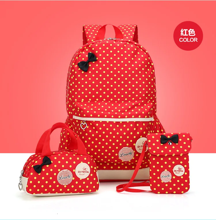 Girls children Printing Backpack School bags 3pcs set  Canvas school bags laptop bag kids travel Backpak schoolbags mochilas