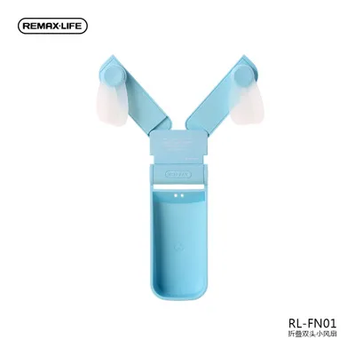 

Double head mini portable folding handheld USB charging cooling fan