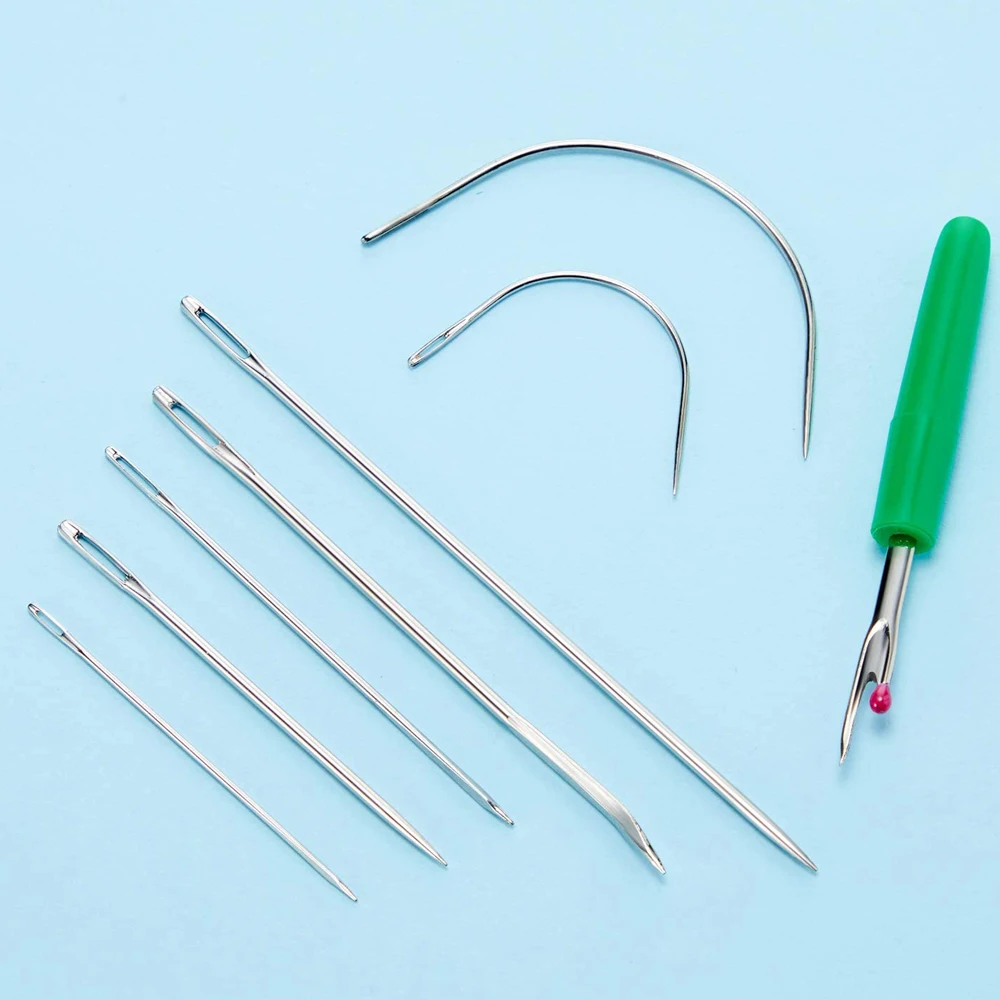 

14pcs Leather Canvas Sewing Needles Household Stitching Sewing Needle with Seam Ripper for Carpet Leather Sewing Repair Tools