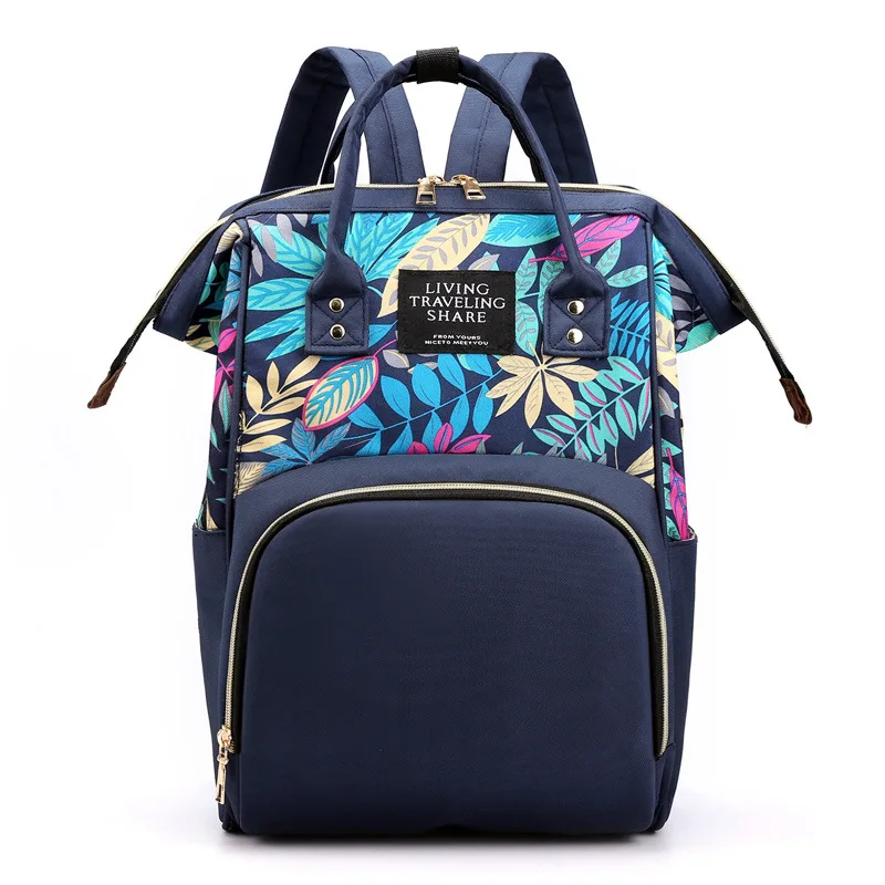 

Maple Leaf Printed Mother and Baby Travel Mummy Bag Large Capacity Backpack Multifunctional Baby Bottle Diaper Storage Bag