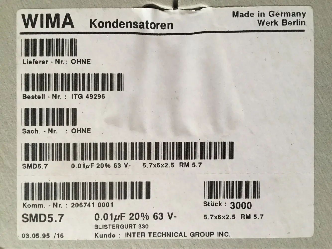30 шт. оригинальный продукт Германия красная головка WIMA черный 63V 0 01 мкФ 103