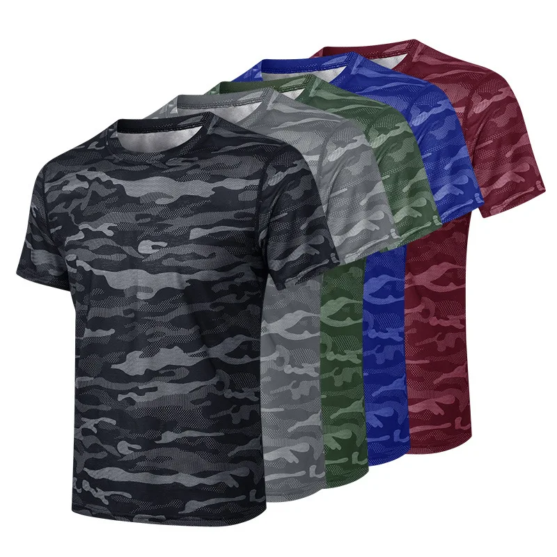

Camouflage Men's Sports Loose T-shirt Outdoor Training Gym Running Quick dry Breathable Short-sleeved Top Men Fashion