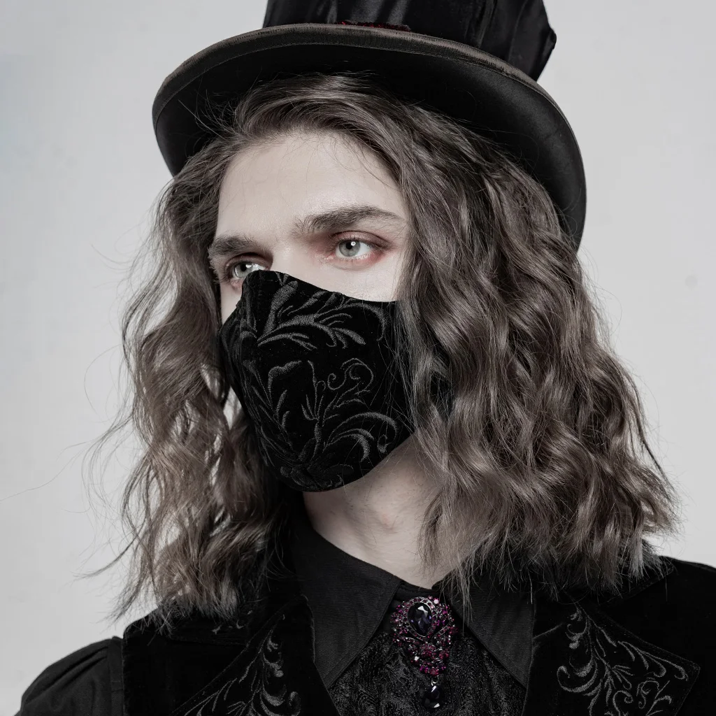 PUNKRAVE Мужская Готическая Изысканная вышитая маска в ретро стиле бархатная