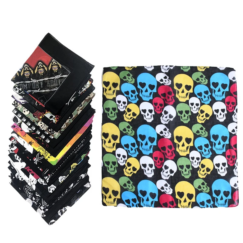 

Halloween Ghost Square Scarf Hip Hop Wind Tube Scarf Skull Pattern Cycling Face Neck Gaiter Bandanas UV Protection Sports Mask