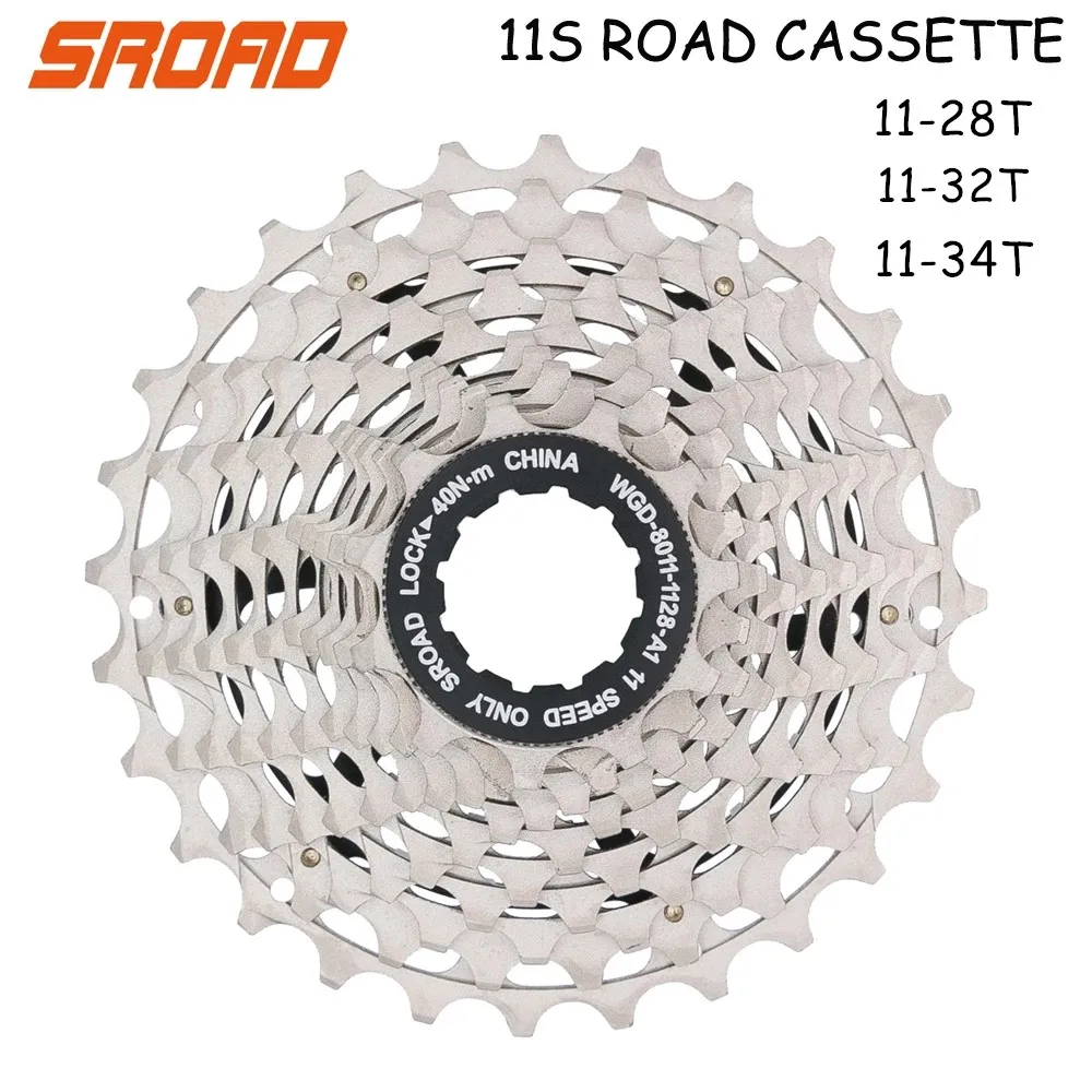 

SROAD Road Bike SLR2 Cassette Ultralight 11 Speed 11-28T/32T/34T CNC Bike Freewheel K7 11V Sprocket Fit Shimano R9100 &SRAM RED