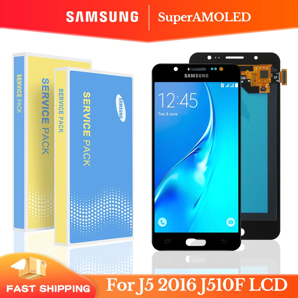 100% супер Amoled ЖК-дисплей для Samsung Galaxy J5 2016 J510 сенсорный экран дигитайзер в сборе J510FN