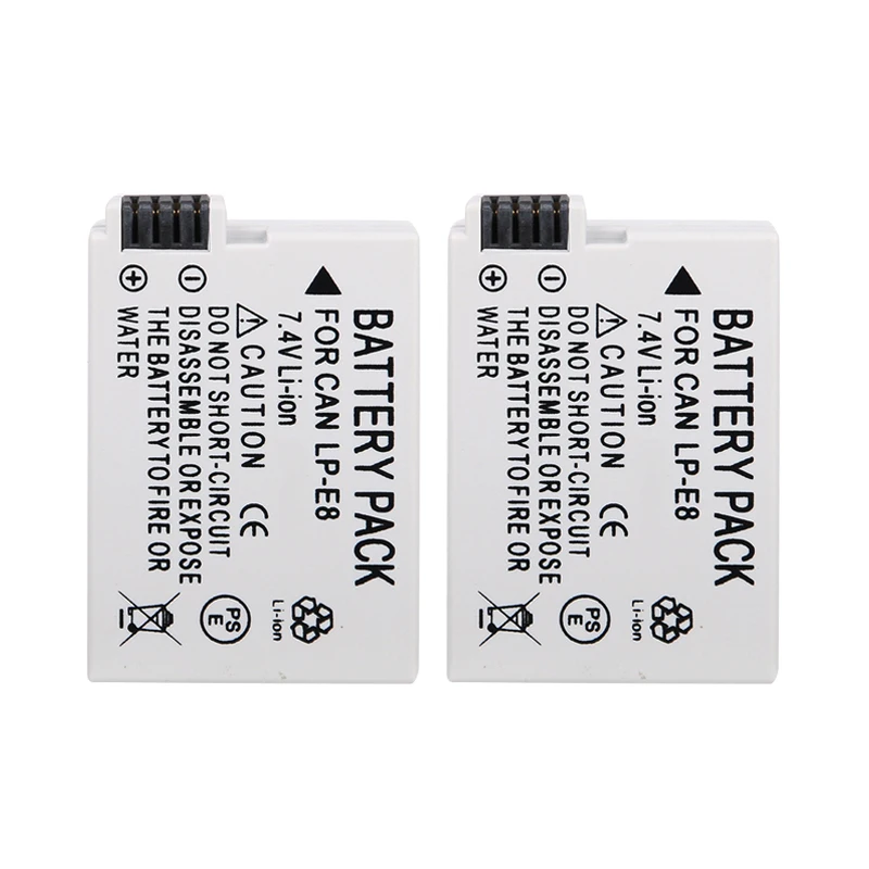 2 шт. LP-E8 LP E8 LPE8 1800 мАч камера Батарея + светодиодный двойной Зарядное устройство