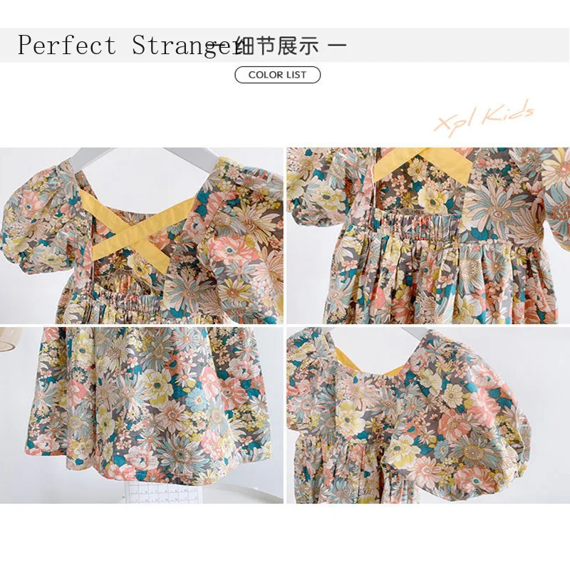 

2021 Summer New Arrival Baby Girl Dresses Princess Clothing Cute Party Cotton Flower Children Short Sleeve Sweet Floral Dress