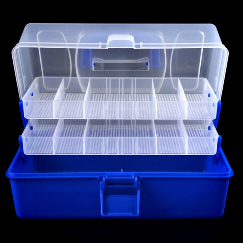 Blue + Transparent Portable Multifunctional Layers Big Fishing Tackle Box with Durable Plastic | Спорт и развлечения