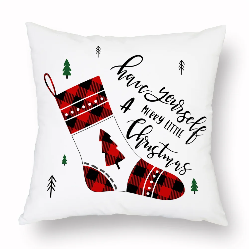

1Pcs Christmas Tree Pattern Letter White 45*45cm Polyester Pillow Case Decorative Sofa Home Car Decor Throw Pillowcover 40976