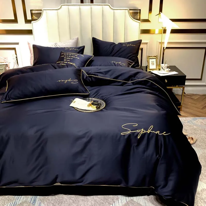 4 шт. синий набор постельных принадлежностей пододеяльник плоский лист комплект