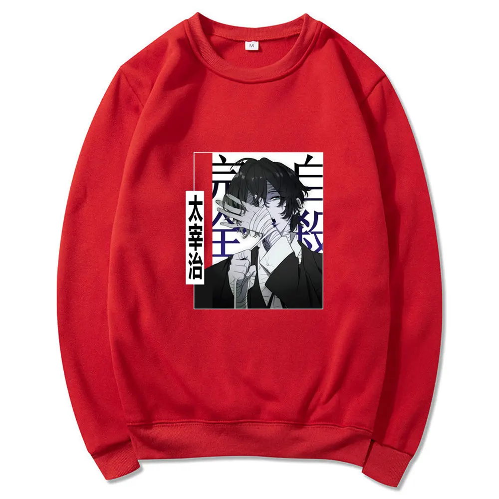 

Japanese Comics Bungou Stray Dogs Sweatshirt Super Cool Dazai Osamu Print Pullovers Spring Autumn Male Pure Cotton Sweatshirts