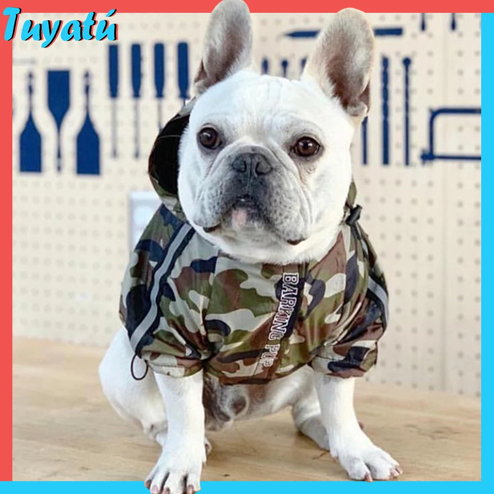 French Bulldog Small Large Dog Clothes Winter Big Hoodie for Dogs Camo Clothing Coat Jacket Pug Dropshipping | Дом и сад