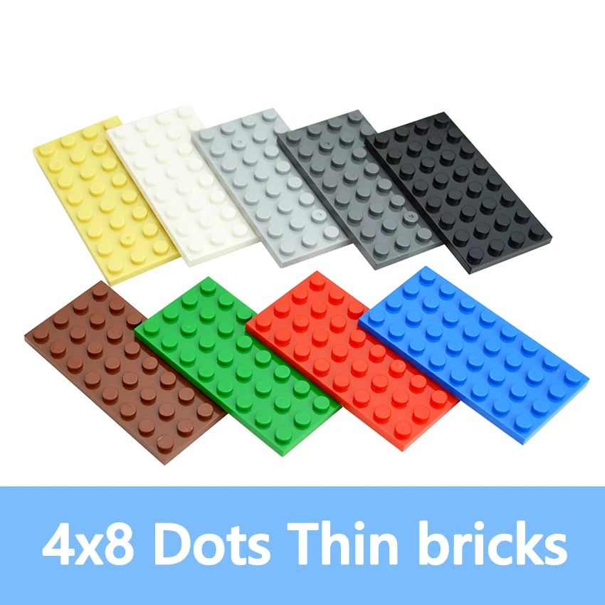 

10PCS DIY Building Blocks 4*8 Dots Thin Figures Bricks 4x8 Dots Educational Creative Parts Compatible With 3035 Toy for Children