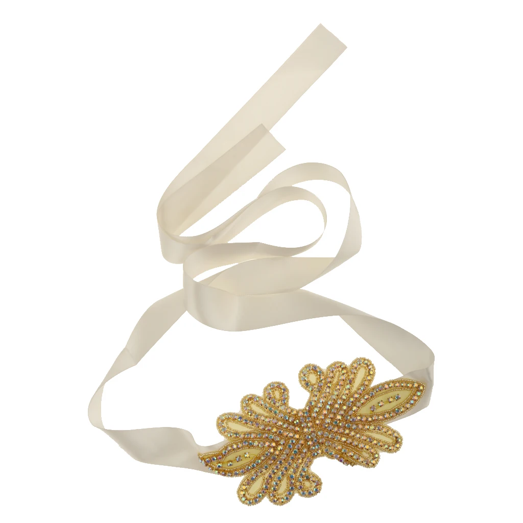 Аксессуары для свадебного платья Золотые стразы Винтажные бусины кристаллы Пояс